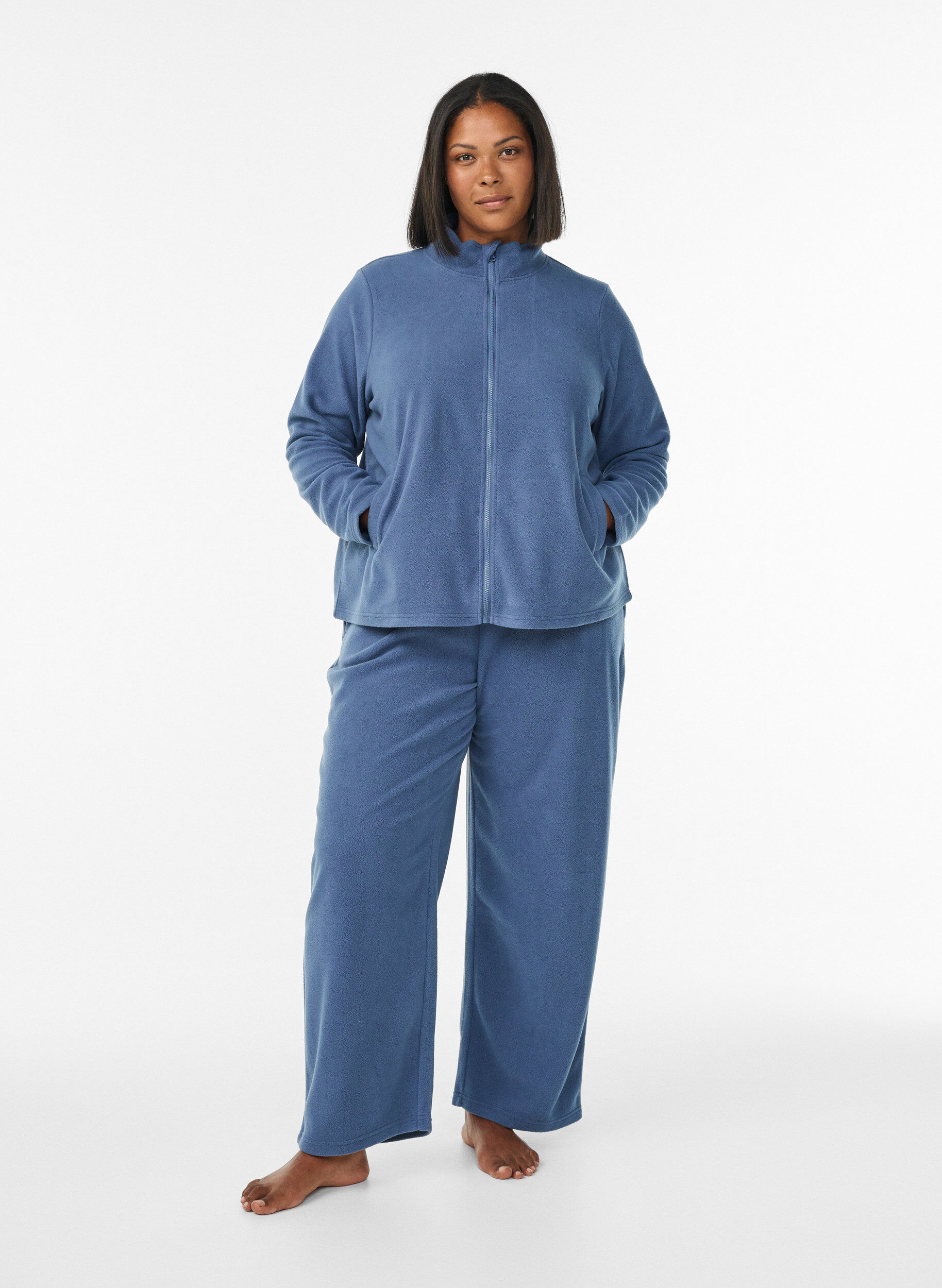 ZizziBluza polarowa z suwakiem i wysokim kolnierzem, Niebieskie, Model image number 1
