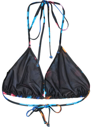 Trójkatny biustonosz bikini z nadrukiem, Black Flower AOP, Packshot image number 1