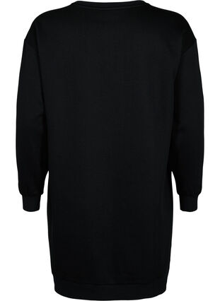 Sukienka dresowa z haftowanymi detalami, Black, Packshot image number 1
