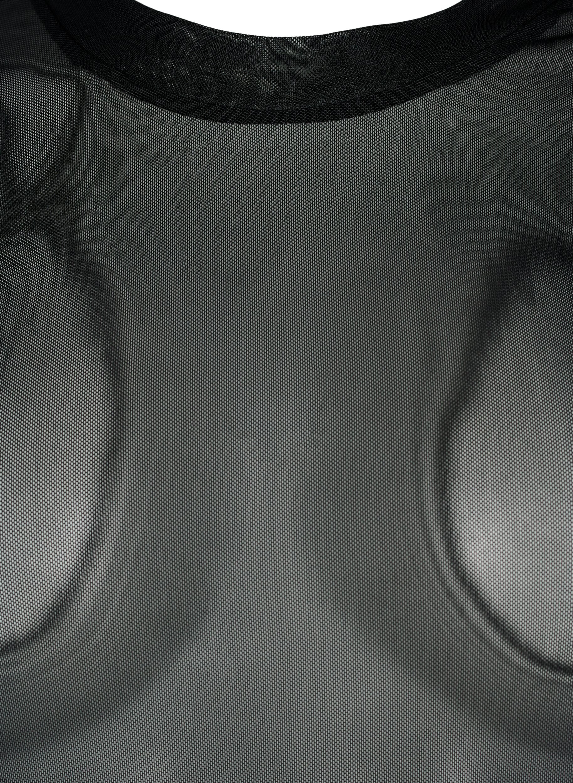 Zizzi Bluzka z siateczki w jednolitym kolorze, Czarne, Packshot image number 2