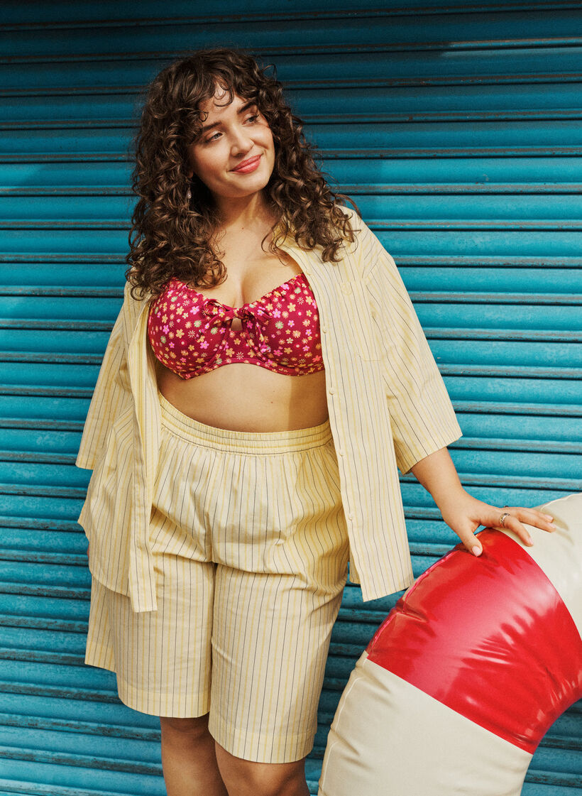 Bluzka w paski w luznym kroju, Ż&oacute;łty, Image image number 0