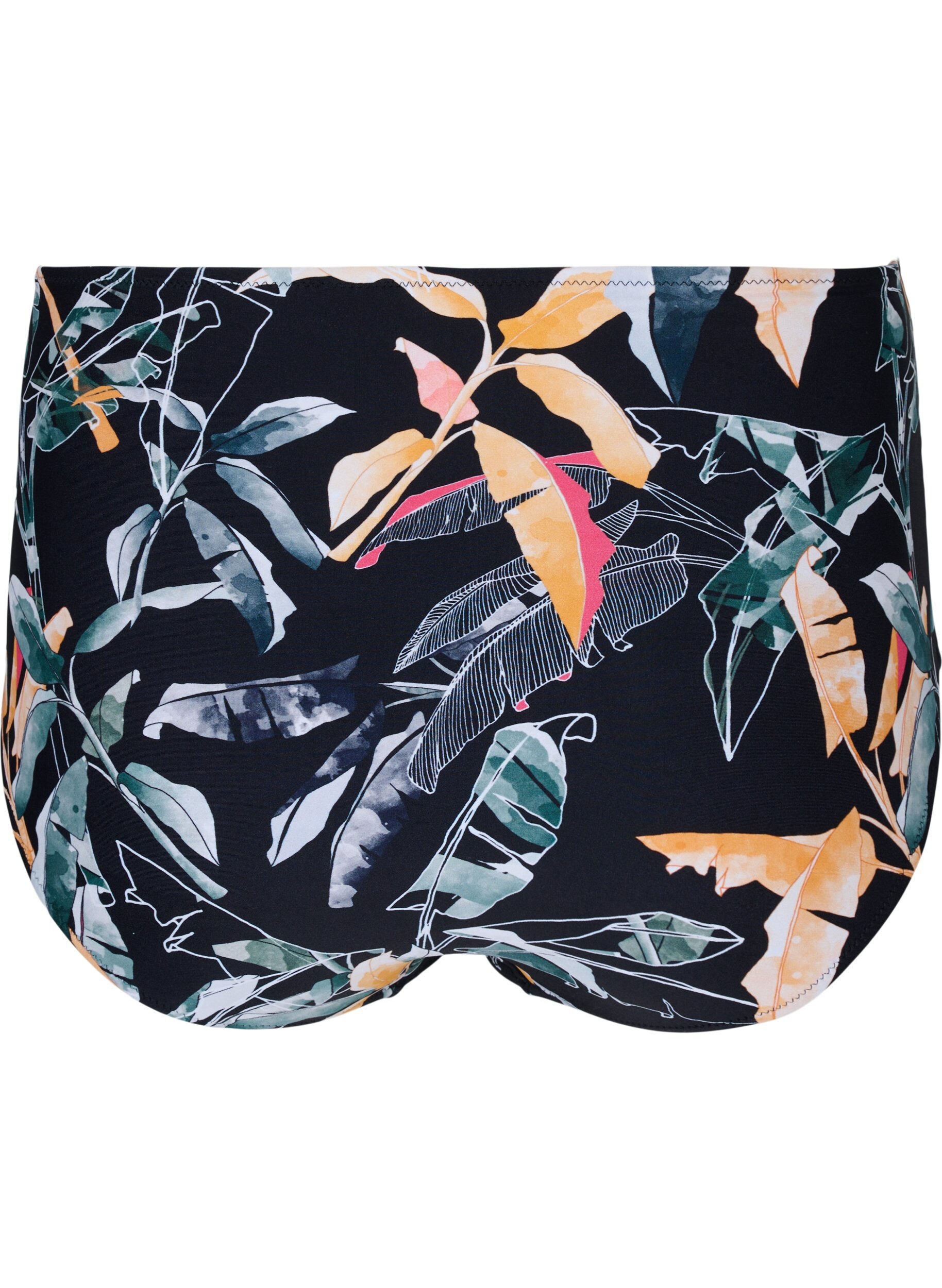 Zizzi Printed bikini bottoms with extra high waist, Leaf Print, Packshot image number 1