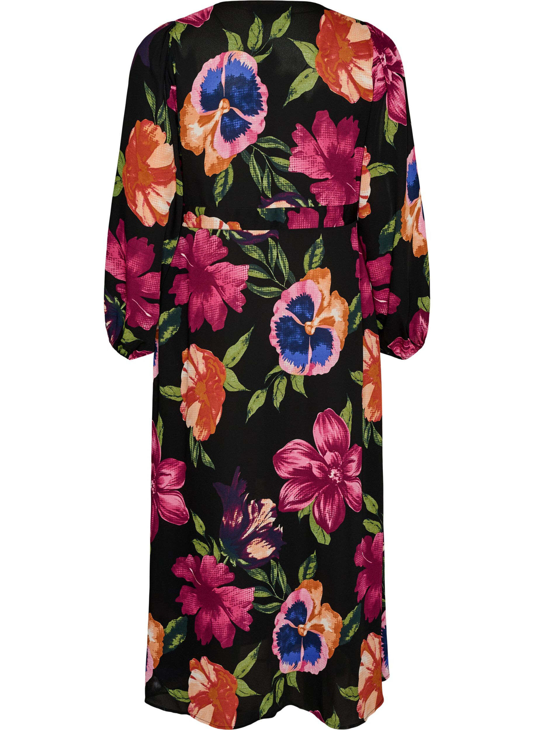 ZizziMaxi sukienka z wykladanym dekoltem i dlugim rekawem, Czarne, Packshot image number 1