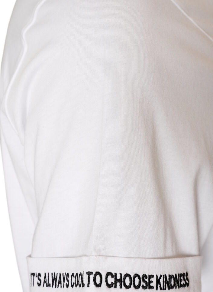 Bawelniany T-shirt z haftowanym napisem, Biały, Packshot image number 3