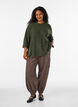 Prazkowany sweter z rekawami 3/4, Zielony, Model image number 1