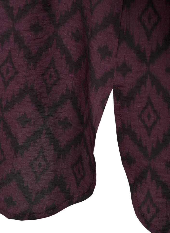 Dluga koszula z wiskozy z nadrukiem i falbankami, Winetasting w. Black, Packshot image number 3