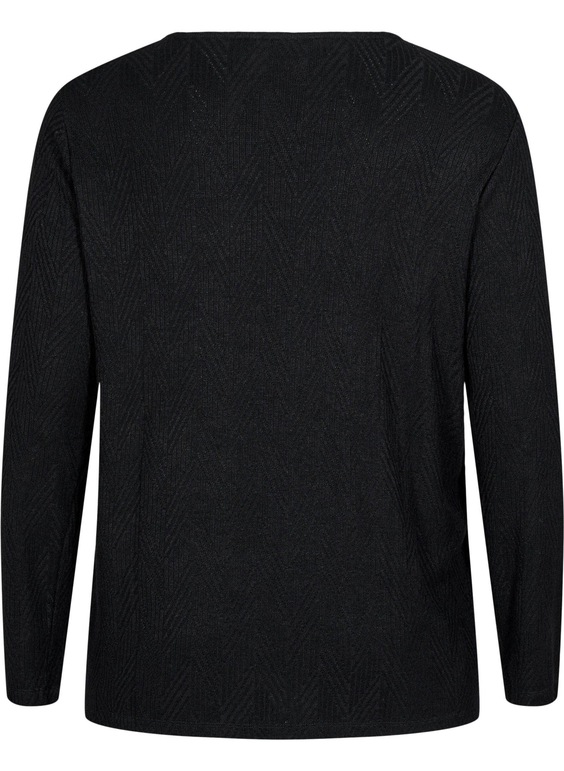 Zizzi Wzorzysta bluzka z dlugimi rekawami, Czarne, Packshot image number 1