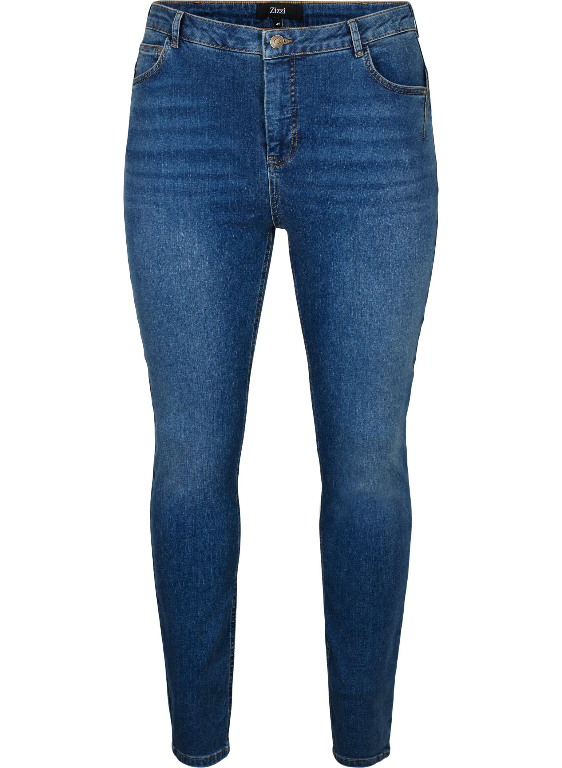 Zizzi Bardzo waskie jeansy Amy z wysokim stanem, Blue denim, Packshot image number 0