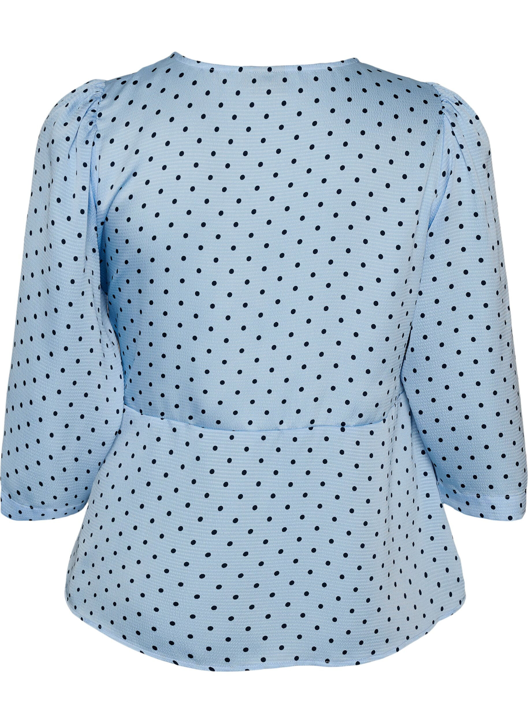 Zizzi Bluzka Polka dot z wiazaniami i 3/4-sleeves, Niebieskie, Packshot image number 1
