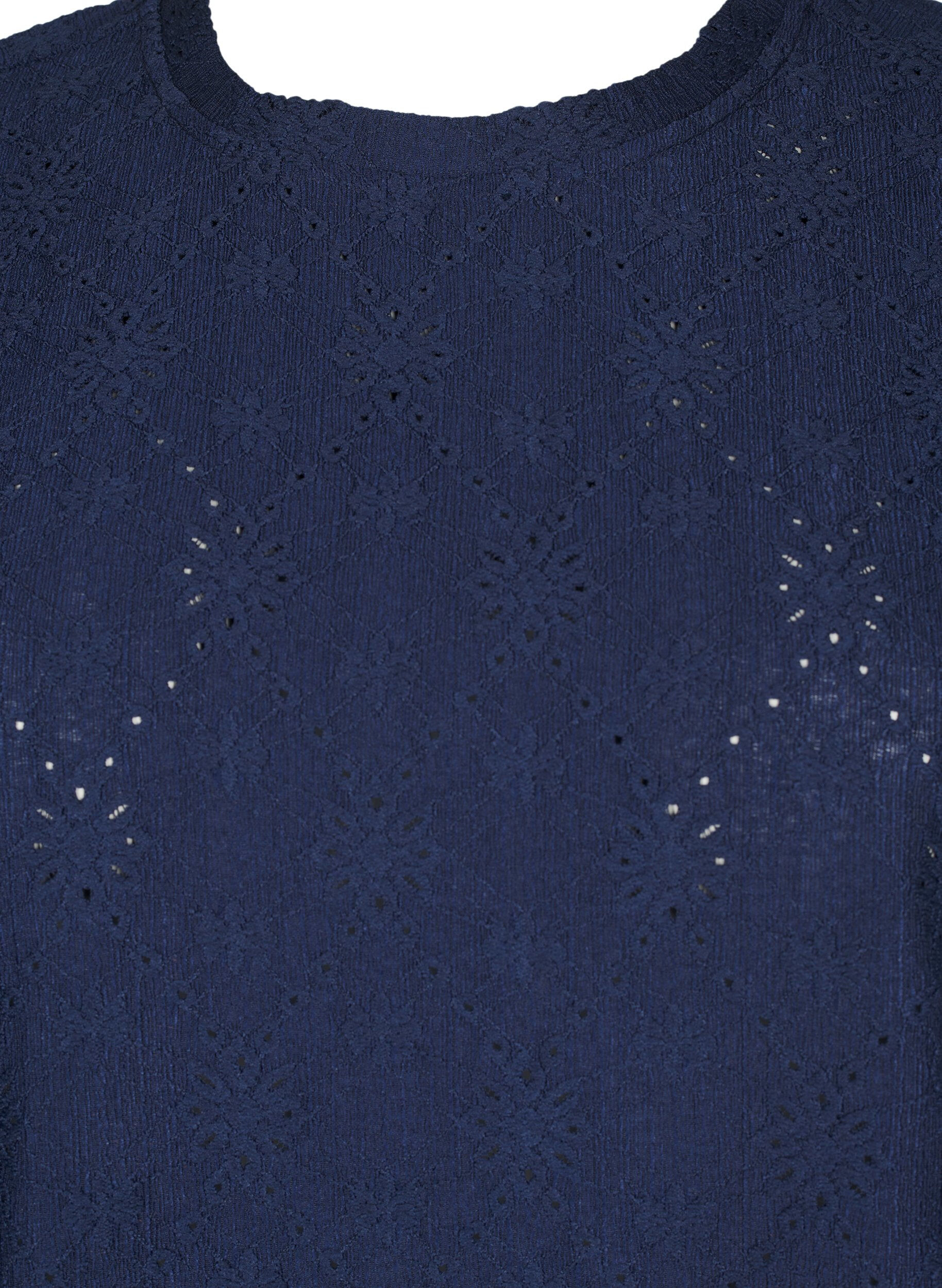 Zizzi Bluzka z kr&oacute;tkimi rekawami i kwiatowym haftem, Naval Academy, Packshot image number 2