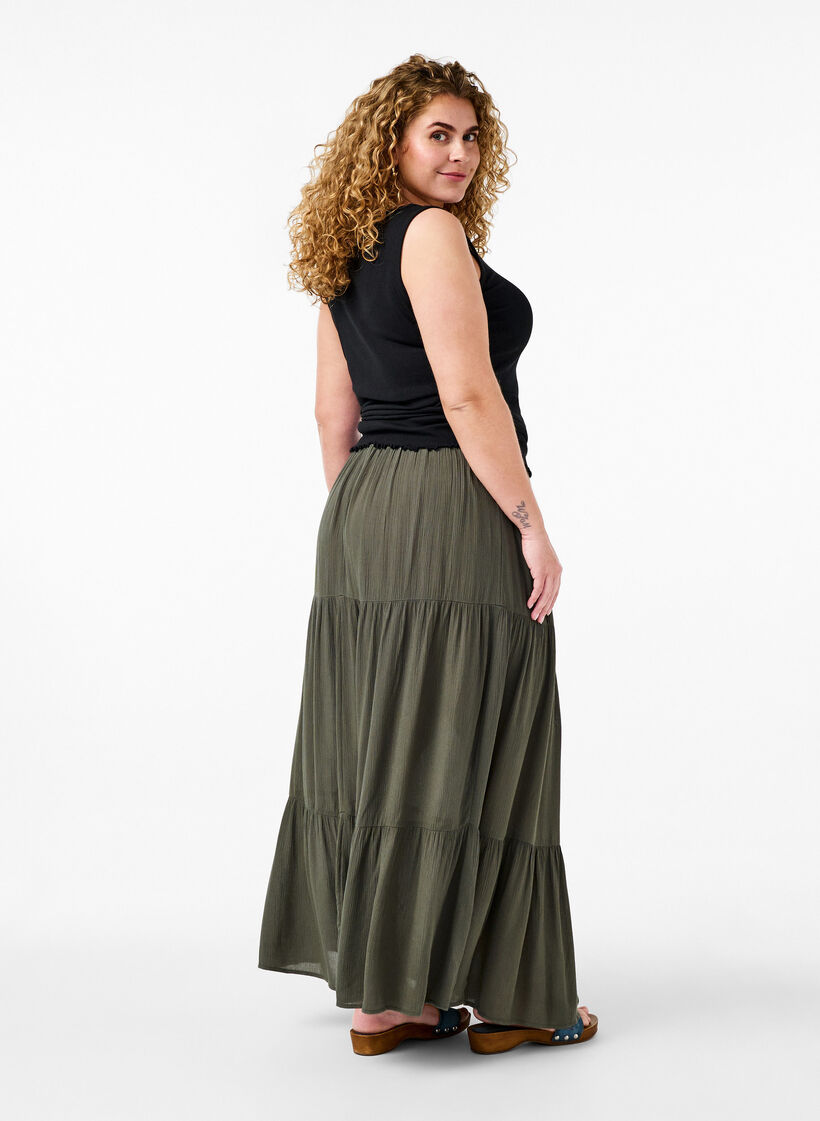 Dluga sp&oacute;dnica z gumka w pasie, Zielony, Model image number 1
