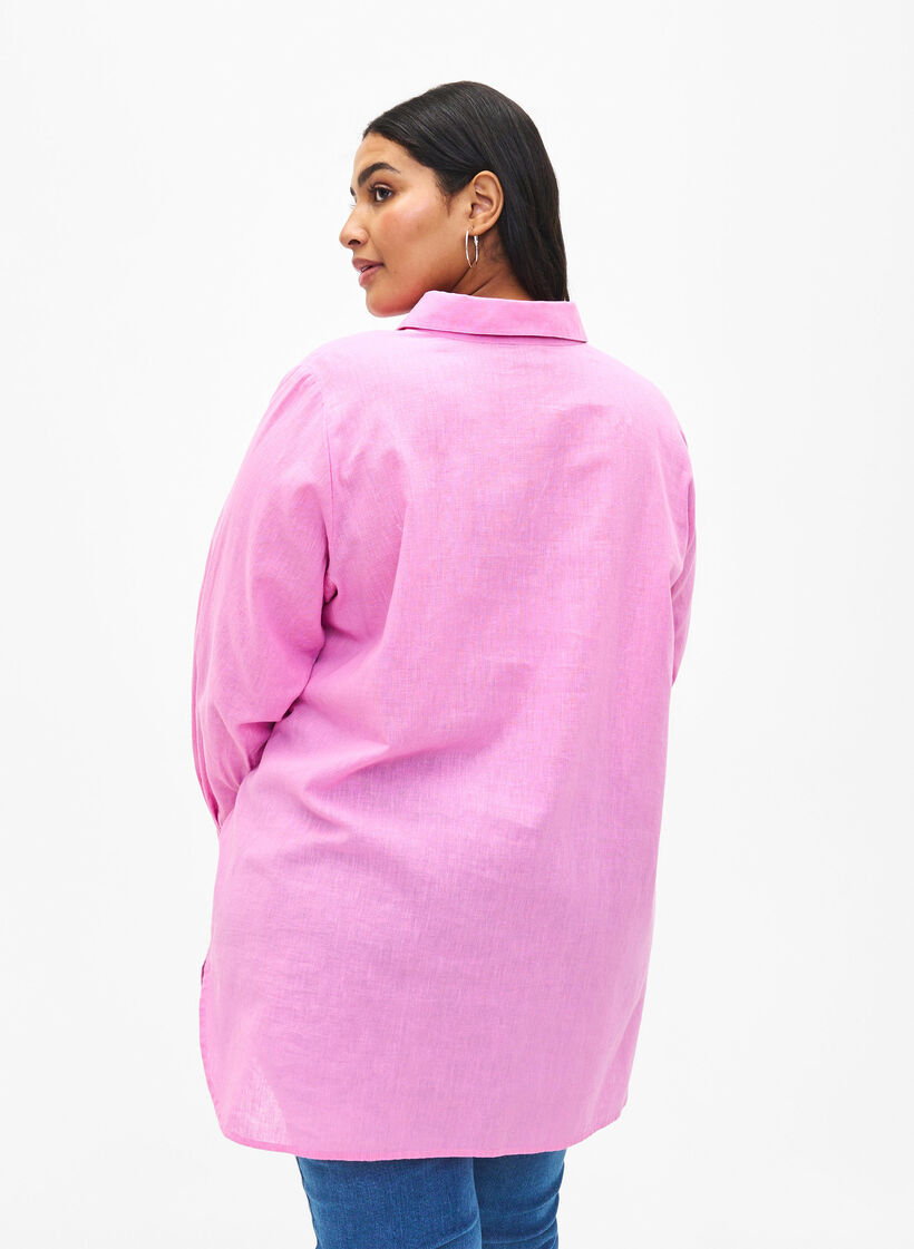 Koszula o przedluzonym kroju wykonana z lnu i bawelny, Rosebloom, Model image number 1