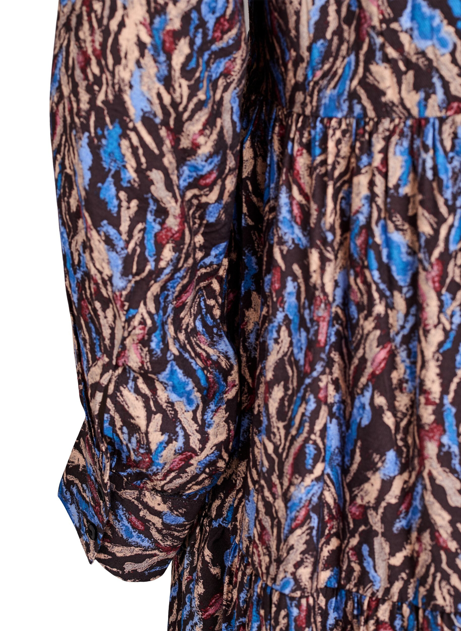 Zizzi Sukienka w kroju A z falbanka na kolnierzu, Niebieskie, Packshot image number 3