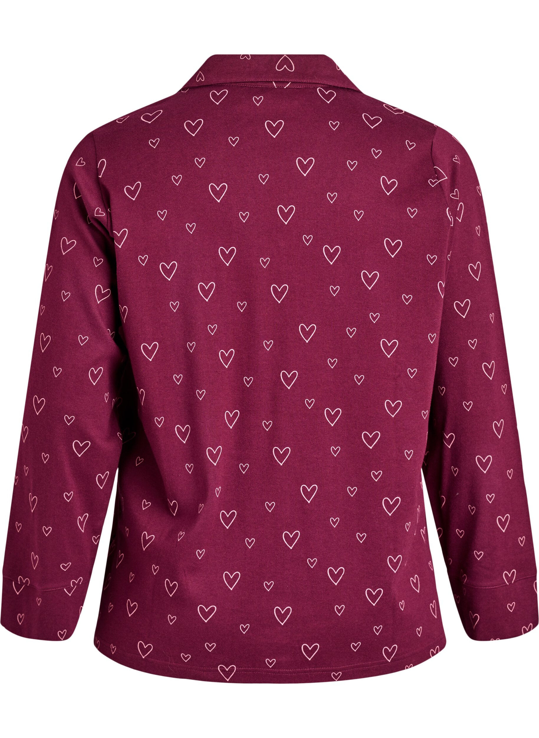 ZizziBawelniana koszula pizamowa z kieszenia na piersi, Czerwony, Packshot image number 1