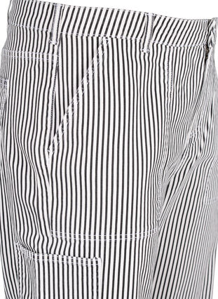  Jeansowe bojówki w paski o prostym kroju, Black White Stripe, Packshot image number 2
