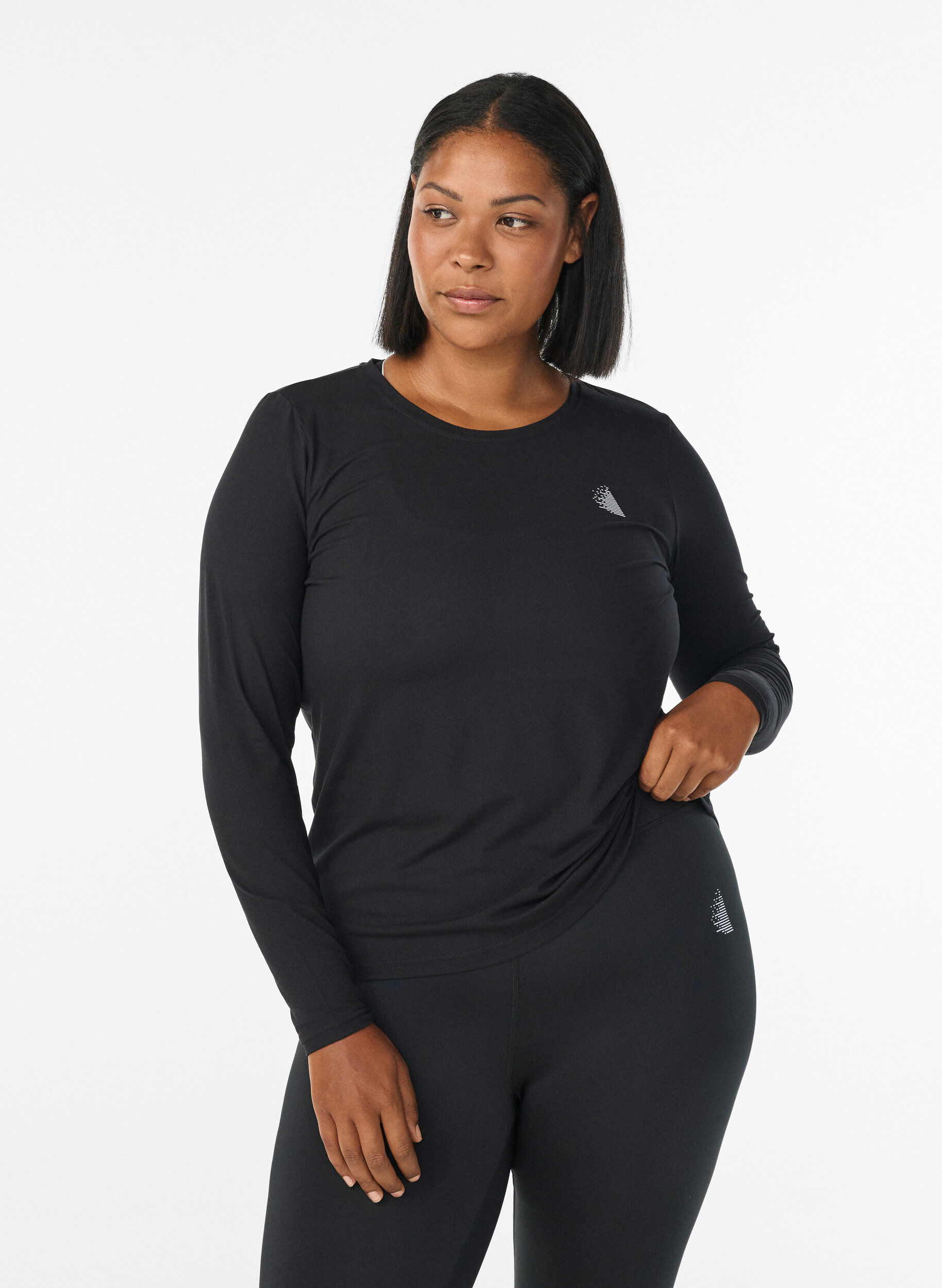 Top do fitnessu z dlugimi rekawami, Czarne, Model