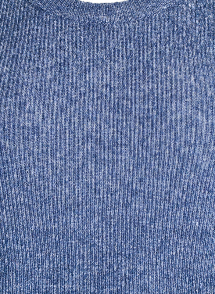 Melanzowa dzianinowa bluzka z okraglym dekoltem, Niebieskie, Packshot image number 2