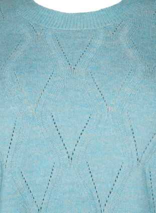 Dzianinowy pulower z azurowym wzorem, Reef Waters Mel., Packshot image number 2