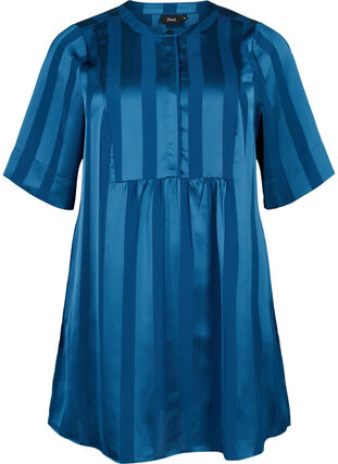 Trapezowa sukienka w paski z 1/2 rekawami, Titan, Packshot image number 0