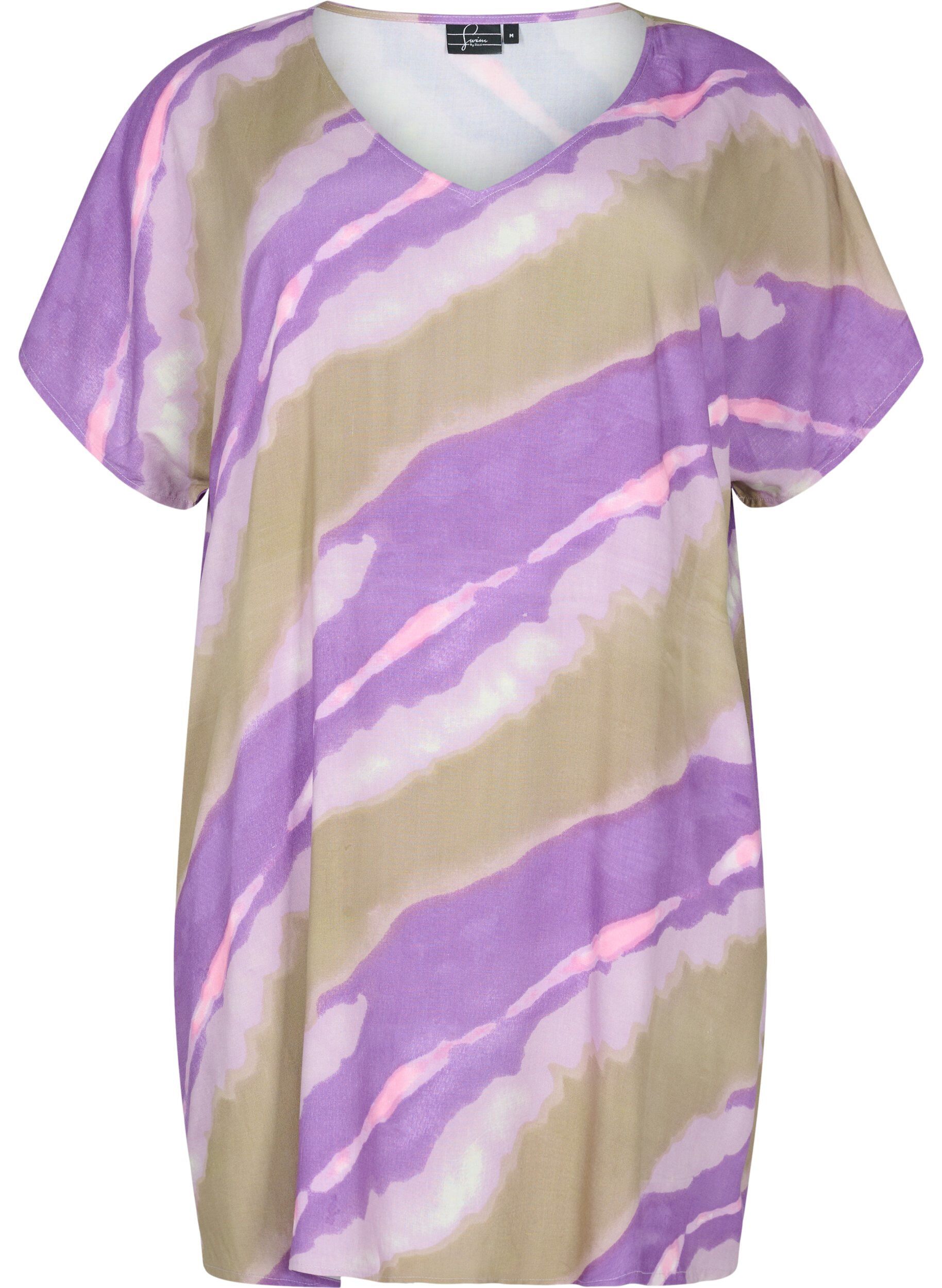 Zizzi Wzorzysta sukienka plazowa z wiskozy, Fantom Print, Packshot image number 0