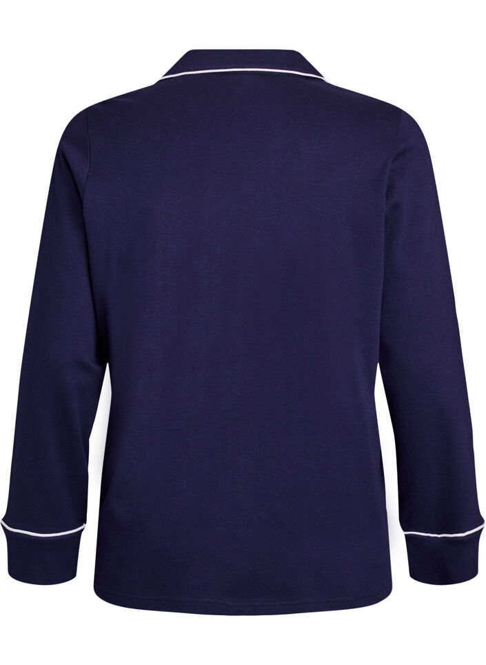 Bawelniana koszula pizamowa z kieszenia na piersi, Niebieskie, Packshot image number 1