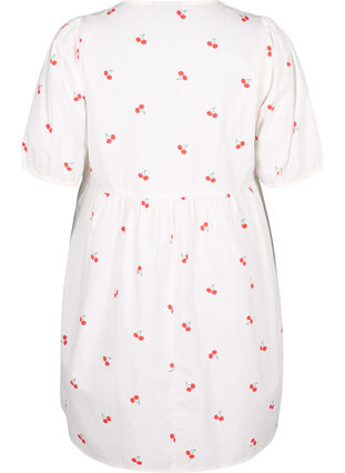 Trapezowa sukienka z wisniowym nadrukiem, B. White/Cherry, Packshot image number 1