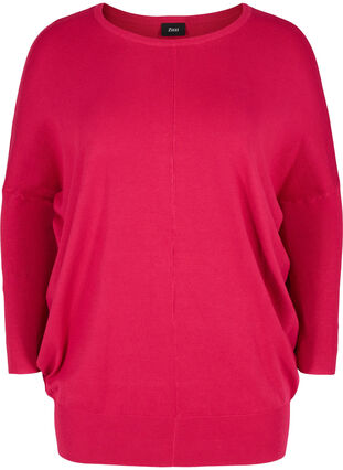 Dzianinowy sweter z okraglym dekoltem, Cerise, Packshot image number 0