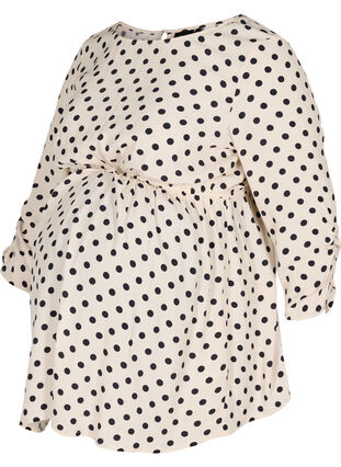 Wiskozowa bluzka ciazowa z nadrukiem w kropki, Off White Dot, Packshot image number 0