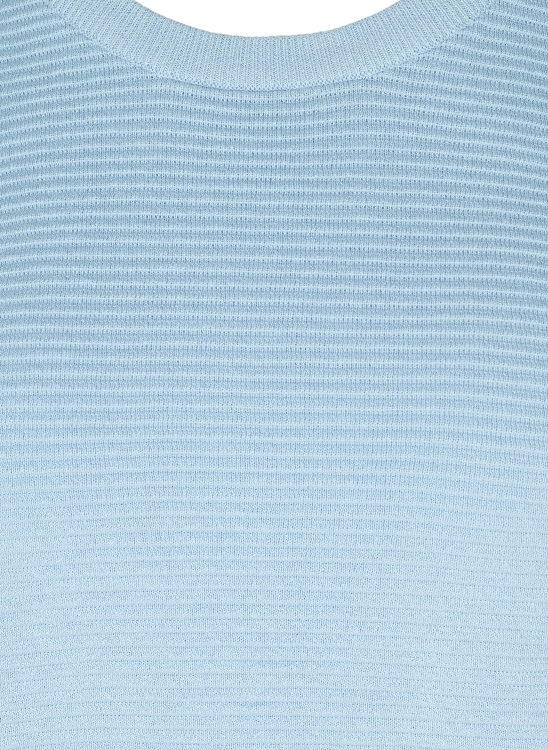 Zizzi Long-sleeved knitted blouse in organic cotton, Chambray Blue, Packshot image number 2