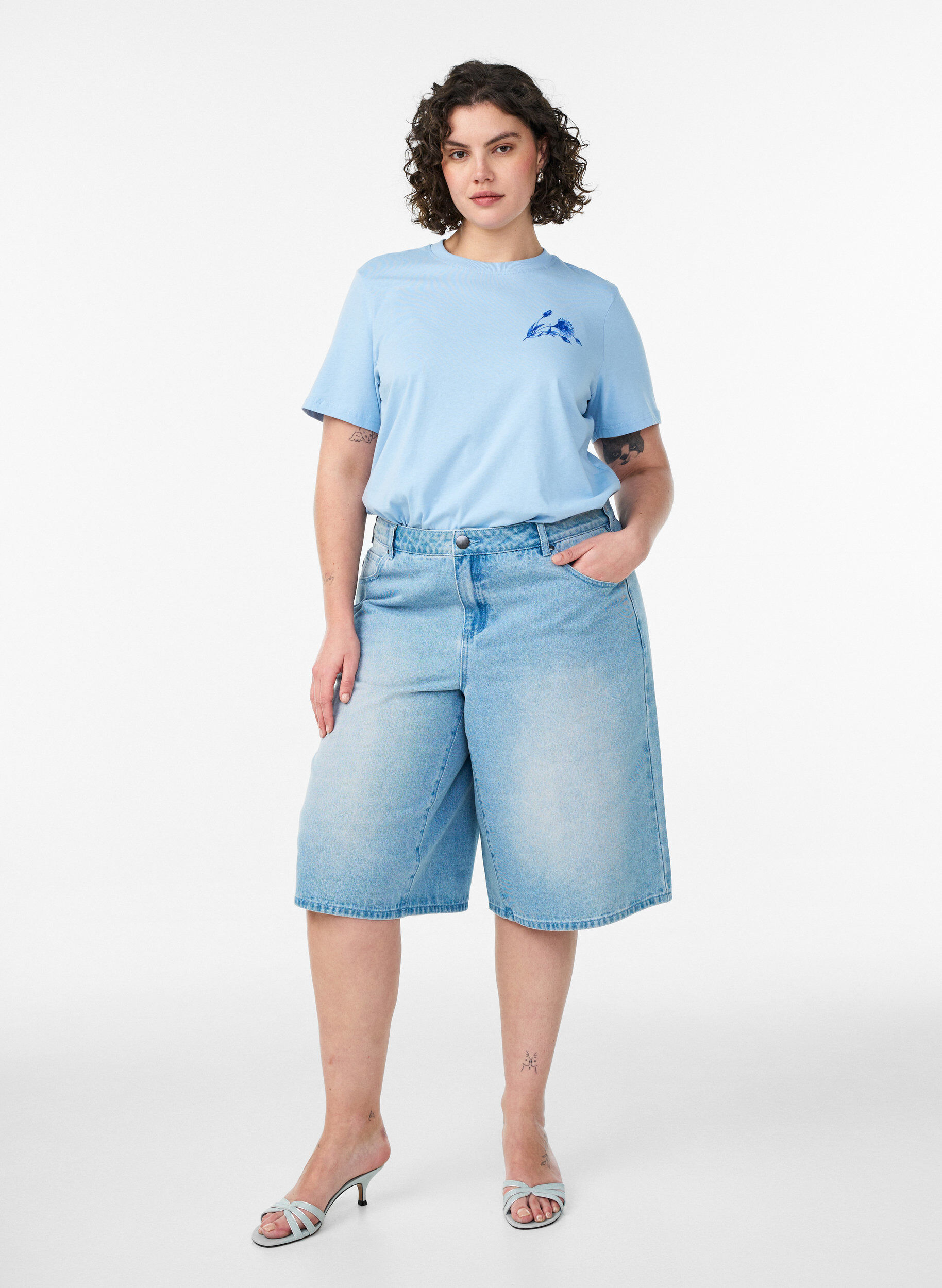 ZizziBawelniana koszulka z nadrukiem, Niebieskie, Model image number 1