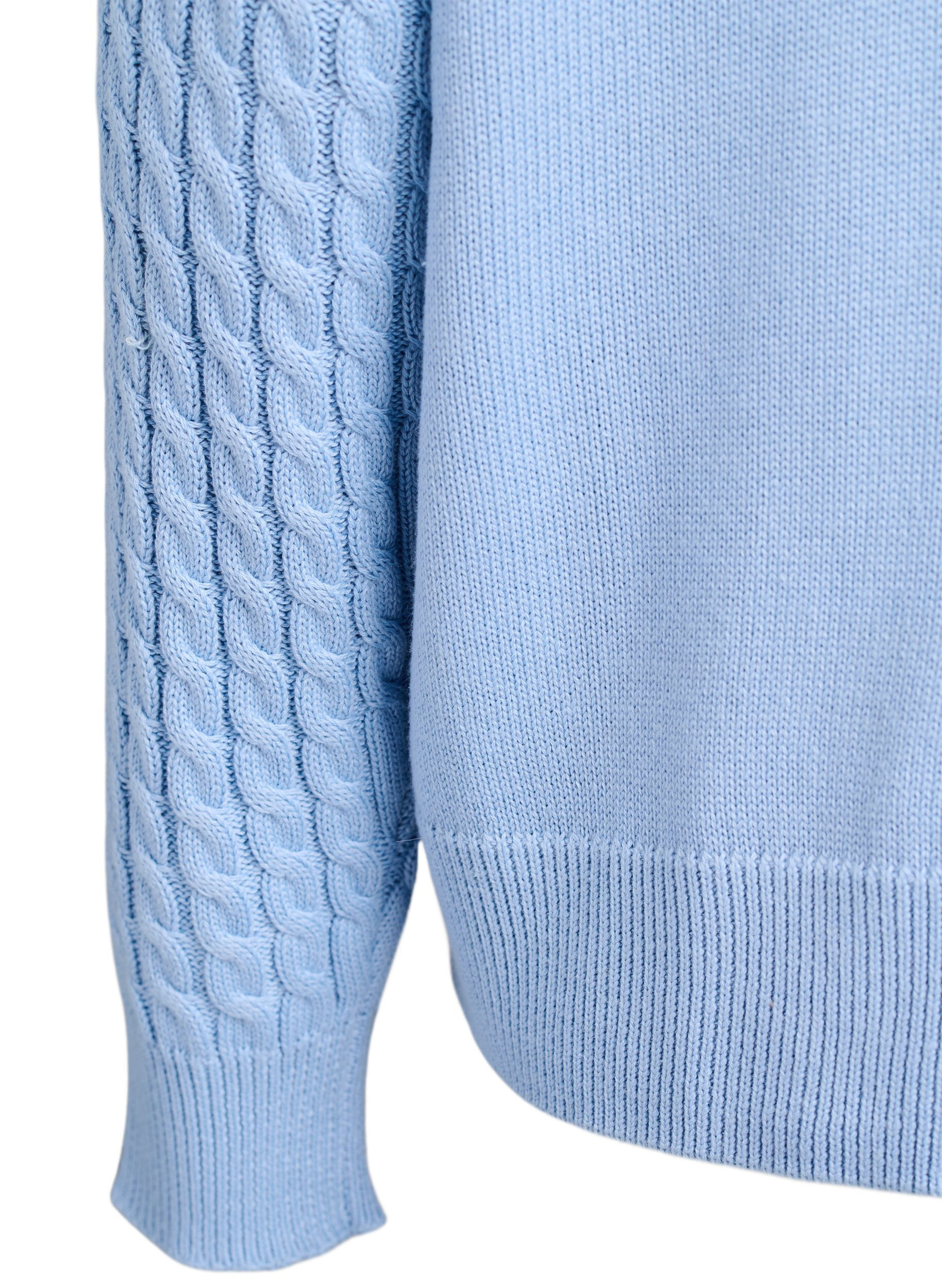 Zizzi Kardigan z warkoczowym splotem i zlotymi guzikami, Niebieskie, Packshot image number 3