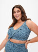 Biustonosz bikini w kwiaty z falbanka, Niebieskie, Model image number 0