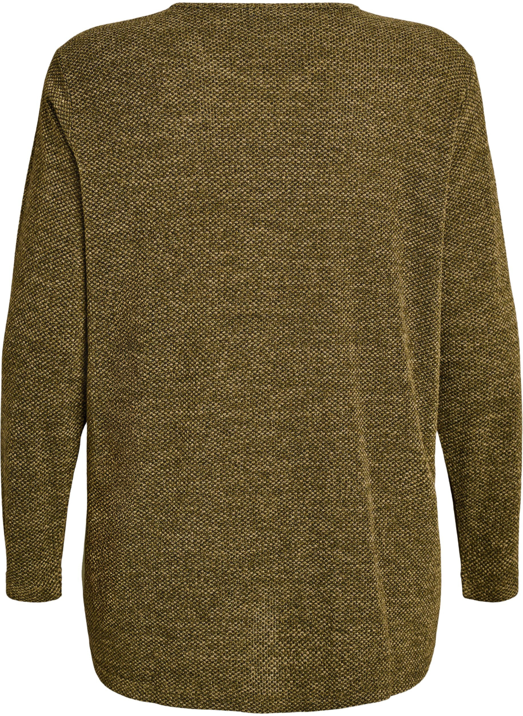 Zizzi Bluzka z dlugim rekawem ze struktura, Zielony, Packshot image number 1