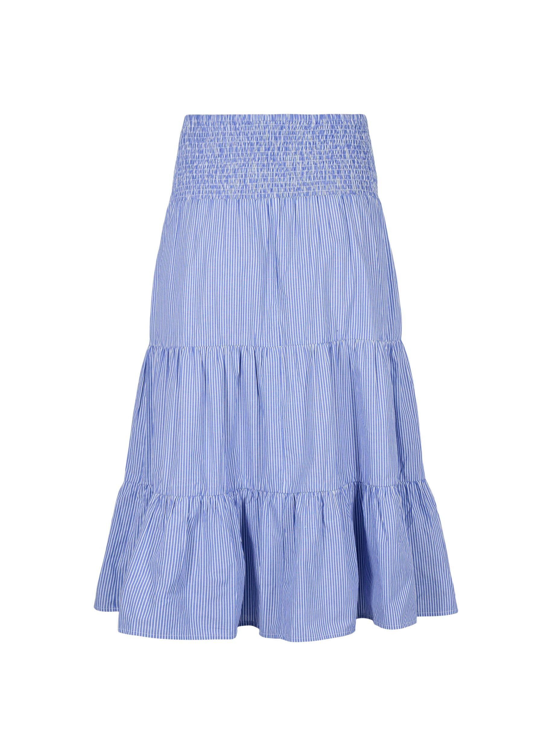 Zizzi Sp&oacute;dnica maxi typu smock w paski, Baja Blue Stripe, Packshot image number 1
