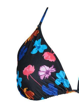 Trójkatny biustonosz bikini z nadrukiem, Black Flower AOP, Packshot image number 2