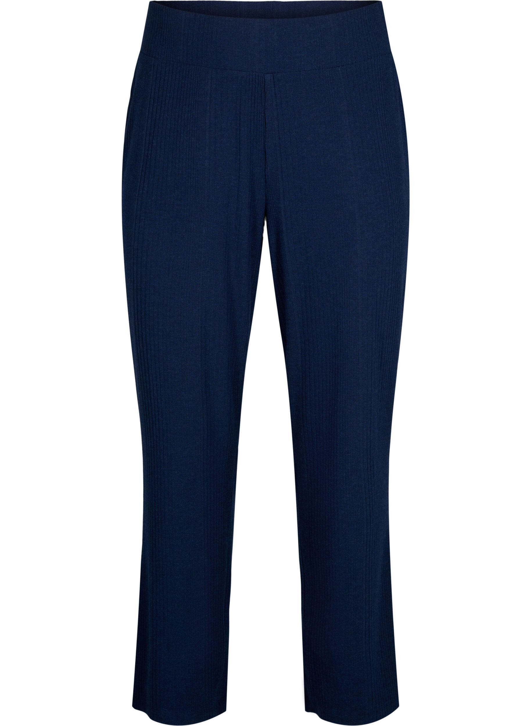 Zizzi Wygodne spodnie z paskowana tekstura, Night Sky Mel., Packshot image number 0