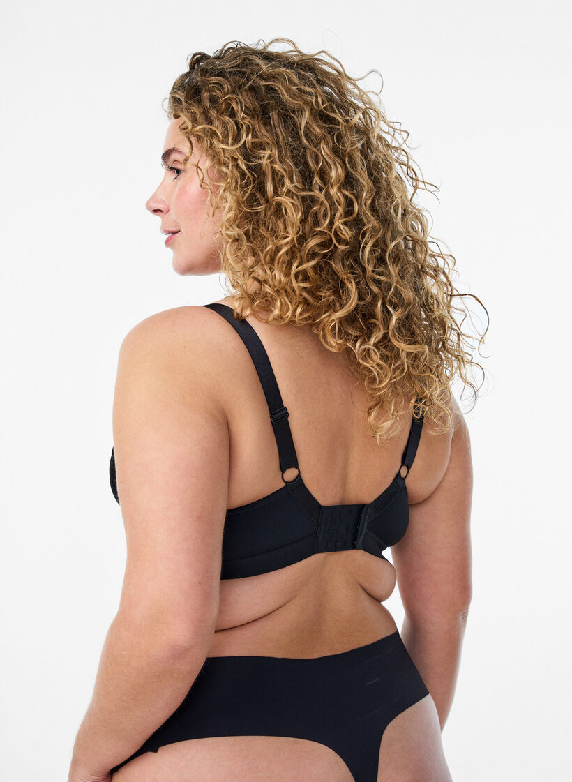 Biustonosz bez fiszbin&oacute;w z koronka, Czarne, Model image number 2