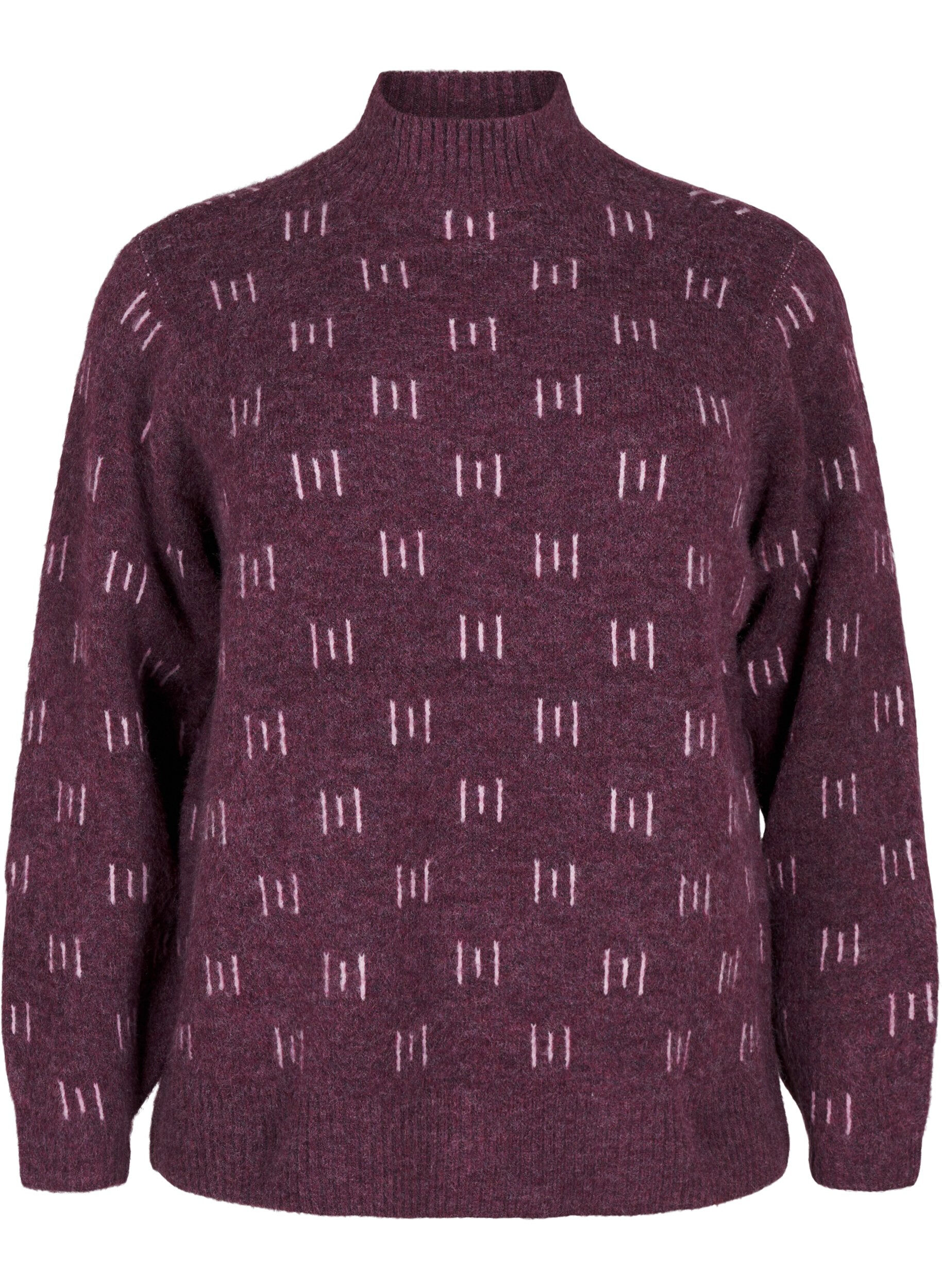 Zizzi Dzianinowa bluzka ze wzorem i golfem, Potent P. Mel. Comb, Packshot image number 0