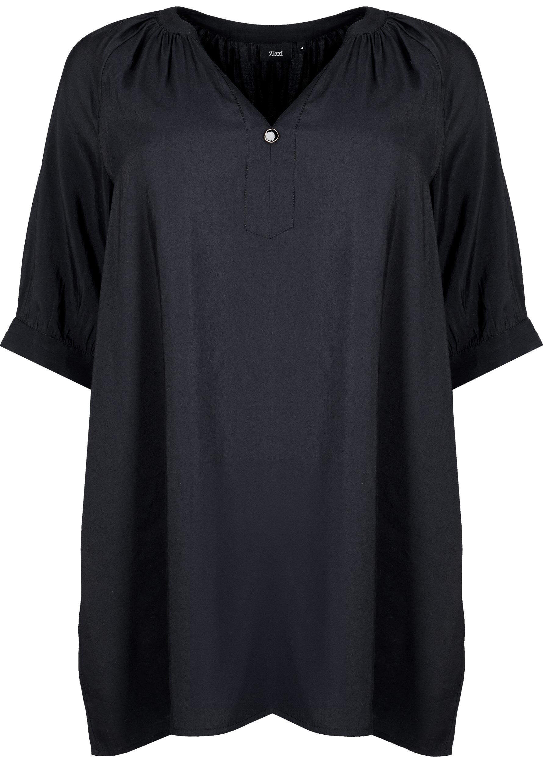 Zizzi Wiskozowa tunika z rekawami 3/4, Black, Packshot image number 0