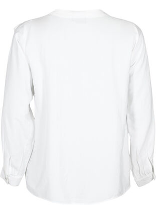 Wiskozowa bluzka koszulowa z marszczeniami, Bright White, Packshot image number 1
