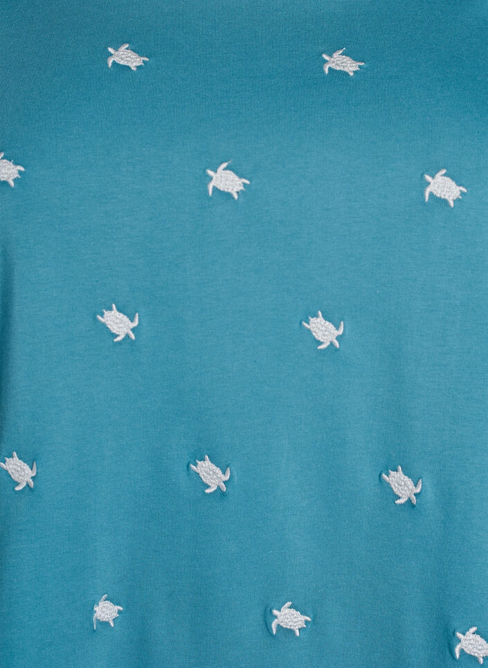 Koszulka z bawelny organicznej z haftowanymi motywami, Niebieskie, Packshot image number 2