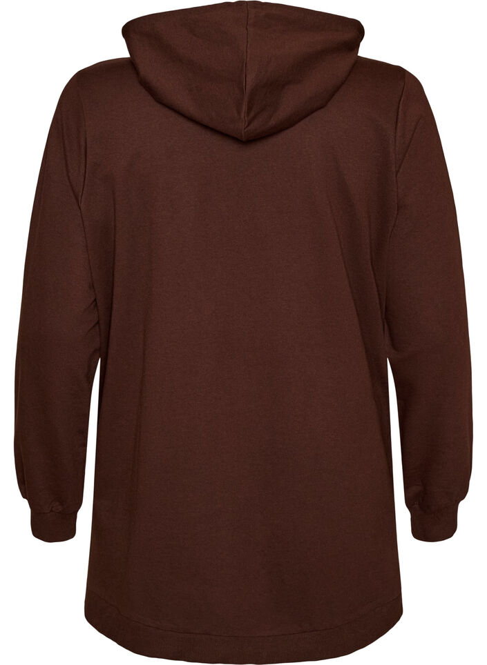 Bluza z kapturem z nadrukiem z tkaniny frotte, Brązowy, Packshot image number 1