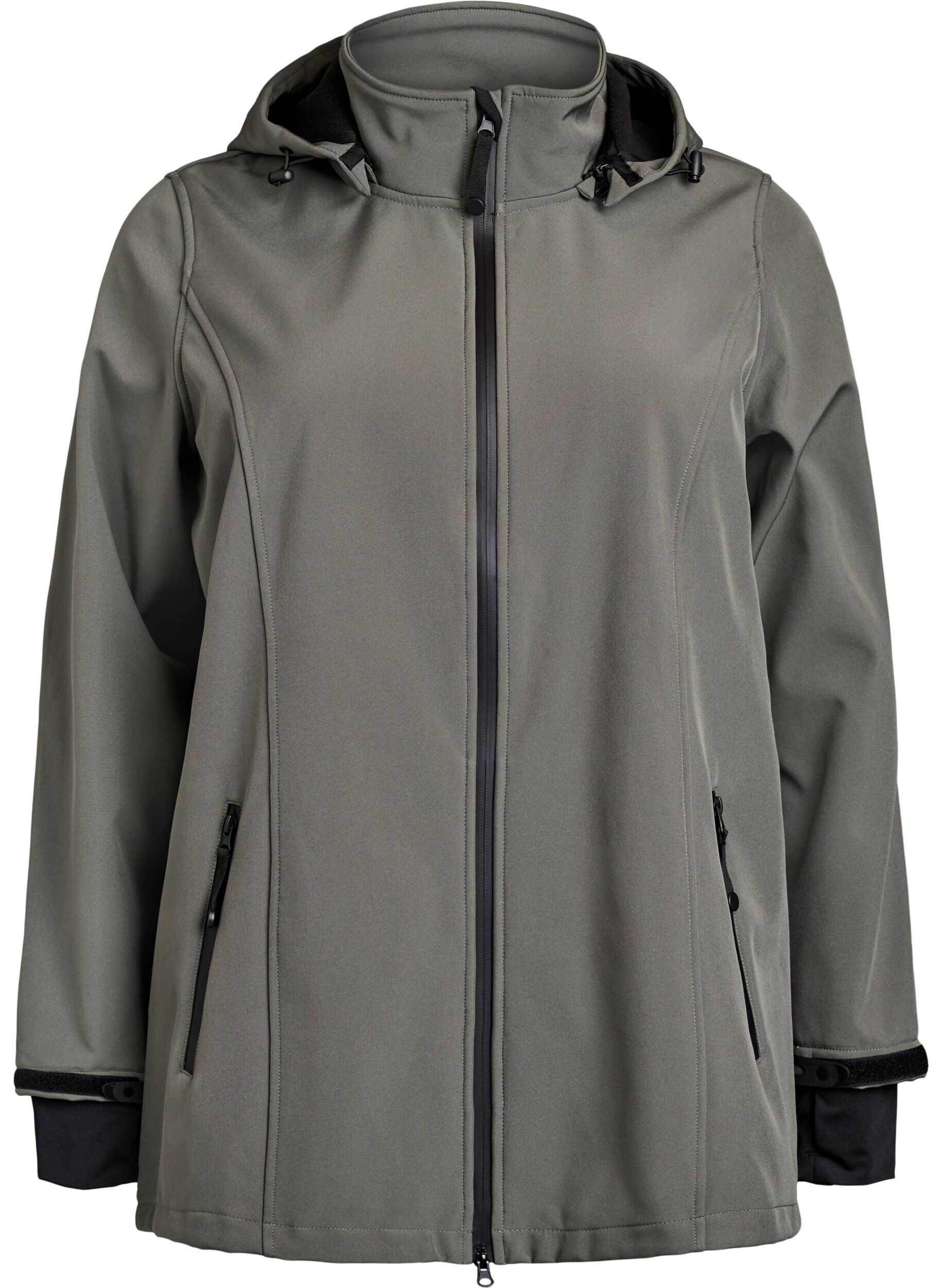 ZizziKr&oacute;tka kurtka softshell z odpinanym kapturem, Ciemnoszary, Packshot image number 0