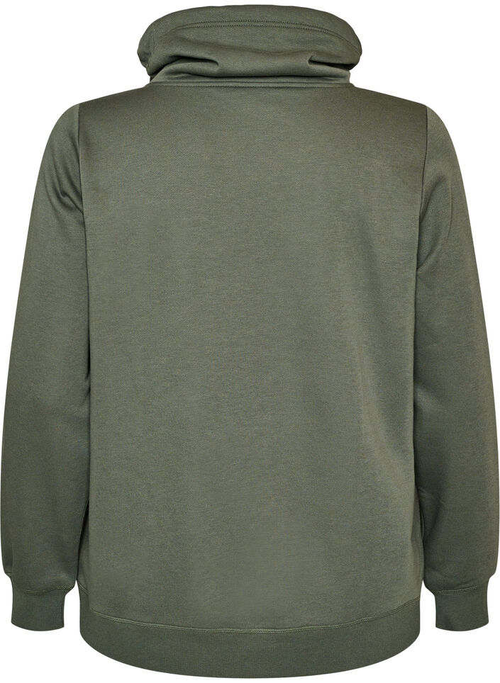 Bluza z wysokim kolnierzem i kieszeniami, Zielony, Packshot image number 1