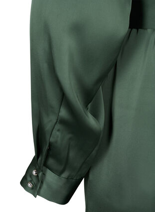 Satynowa sukienka kopertowa z dlugim rekawem, Duck Green, Packshot image number 3