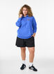 Bluza z kapturem z haftowanym motywem z przodu, Niebieskie, Model image number 1