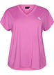 Sportowa koszulka z kr&oacute;tkim rekawem i dekoltem w ksztalcie litery V, Fioletowy, Packshot image number 0