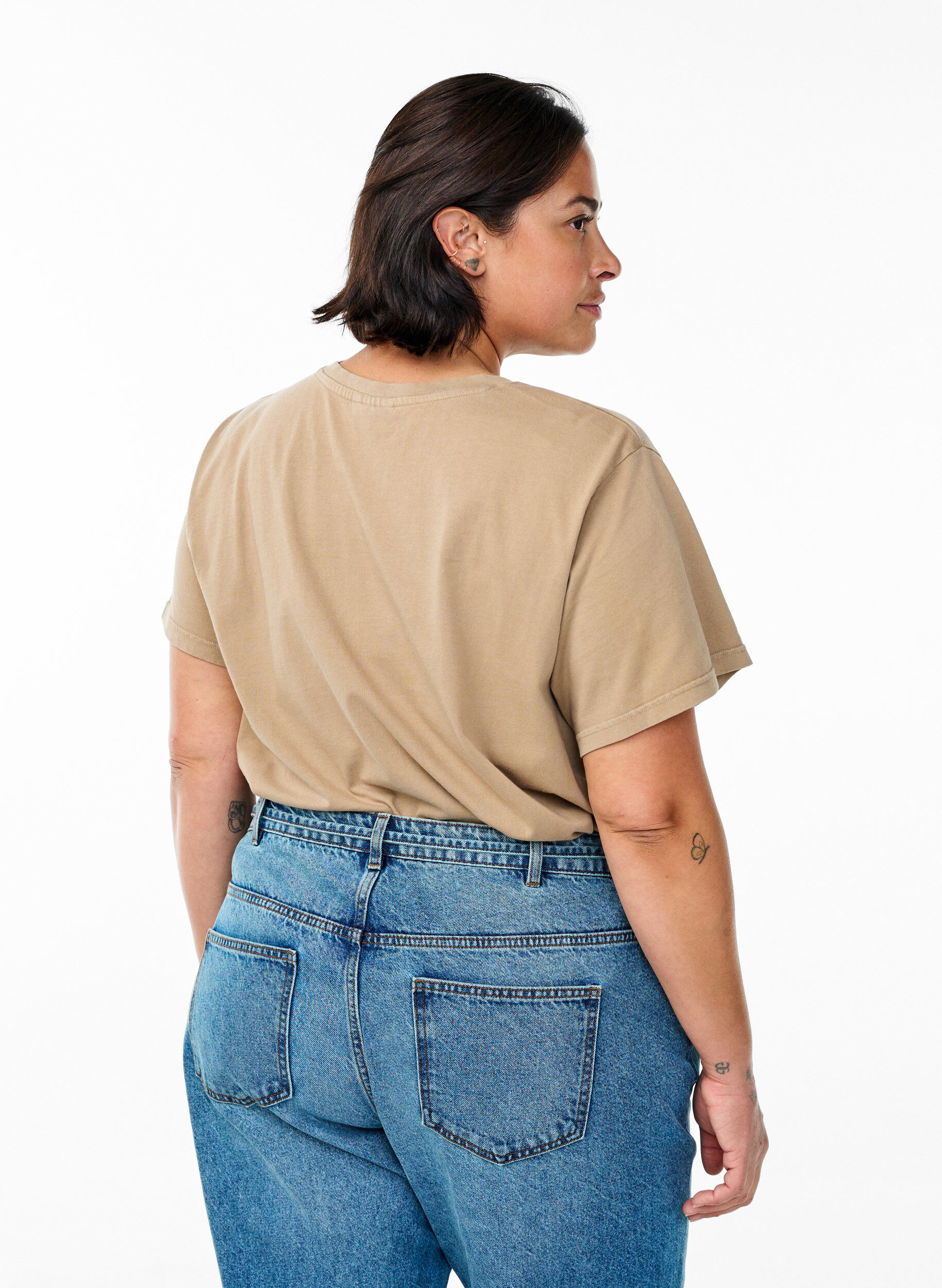 Zizzi Koszulka z bawelny organicznej z krysztalkami i motywem motyla, Brązowy, Model image number 2