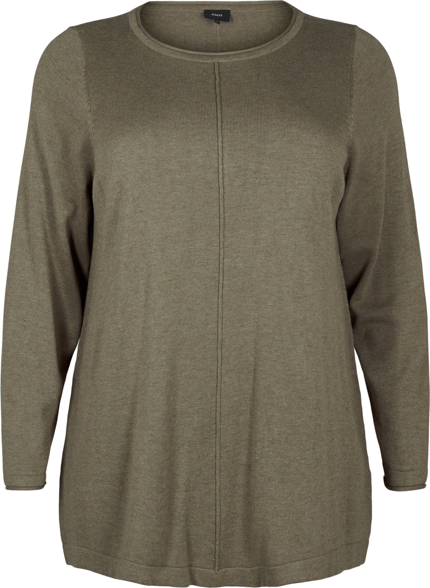 Zizzi Dzianinowa bluzka z mieszanki bawelny i wiskozy, Zielony, Packshot image number 0