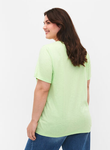 Podstawowa koszulka z krótkim rekawem i dekoltem w szpic, Paradise Green, Model image number 1